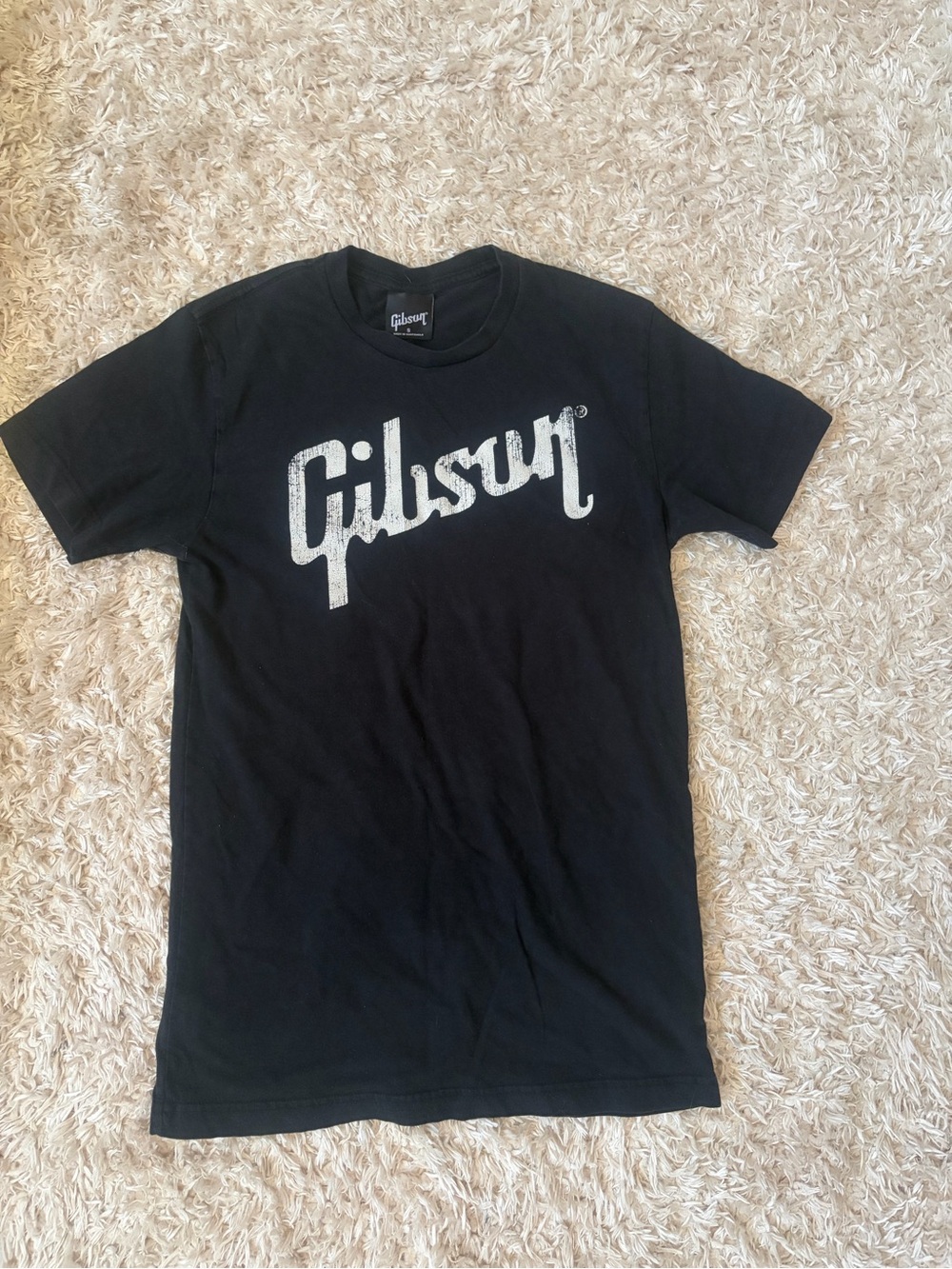 Gibson Black Tee with White Script Logo